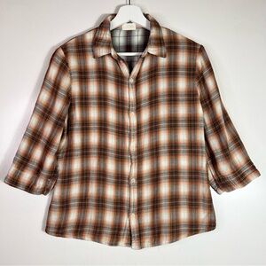 CP Shades Plaid Button Down 3/4 Sleeve Shirt Size Medium